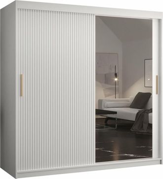 Mirjan24 Mobilier1 - Armario Elblaru 128, Blanco, 200x180x62cm, Puertas De Armario: Correderas, N&uacute;mero De Estantes: 0