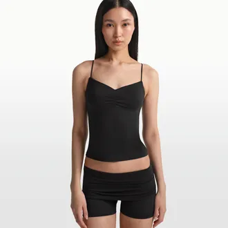 Nike Womens SKIMS Matte Shirred Tank Top in Black | SLSLS9691W-OBD