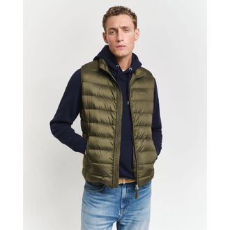 GANT Mens Light Down Gilet in Green - Size Small