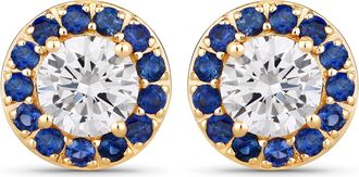 Diana M. Jewels Lab Grown Diamond F/C Round 5mm ( 0.50Pt ) ( COLOUR / CLARITY: EF/VS ) - 2Pcs + Blue Sapphire ( Better ) Diamond Cut Round 1.50mm - 26Pcs ( Push Post 