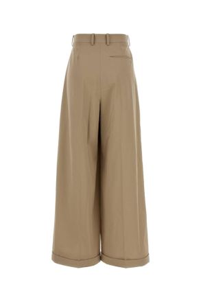 Loewe Cotton Wide-Leg Trousers - Beige