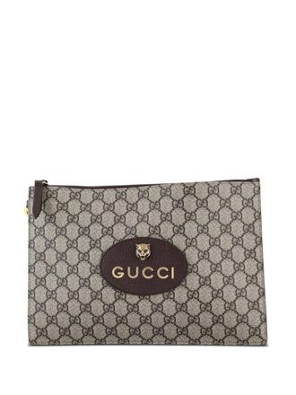 Gucci Neo Vintage Wristlet Pouch GG Coated Canvas clutch bag - Marrone