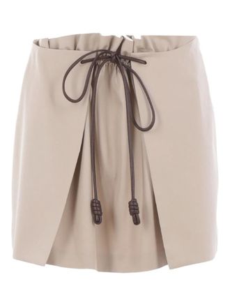Loewe drawstring pleated skirt - women - Silk/Cotton - 34 - Neutrals