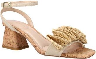Pelle Moda Tianna Raffia Rosette Ankle Strap Sandal in Natural at Nordstrom, Size 8.5
