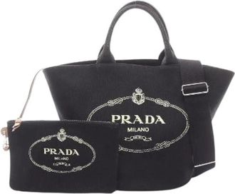 Prada Pre-owned Canapa Canvas Tote Bag - Dames - Vintage Tas - Zwart - ONE Size - Vintage