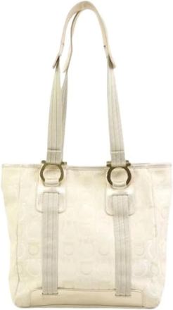 Ferragamo Pre-owned Tote Bags, female, Beige, Size: ONE SIZE Pre-owned Canvas Shoulder Bag