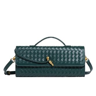 Generic Woven Crossbody Bags for Women,Handwoven Small Purses for Women, Trendy Shoulder Bag womens crossbody bag, long bag (Dark Green)
