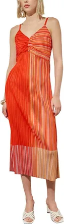 Ming Wang Ming Wang Fine Pleat Crepe de Chine Dress