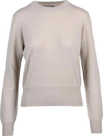 Ballantyne Short Cashmere Crew Neck Pullover with Ribbed Cuffs