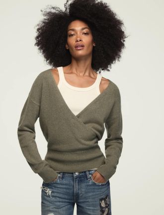 Lucky Brand Womens Cloud Soft Surplice Sweater