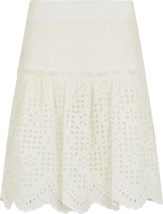 Alberta Ferretti Rokken, Dames, Wit, S, Katoen, Rok tot op de knie met golvende zoom