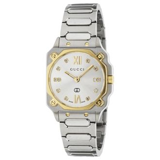 Gucci Womens YA166503 G-Flat Silver Dial Ladies Watch Stainless Steel - One Size