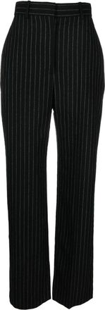 Alexander McQueen chalk stripe wool trousers - women - Wool - 42 - Black