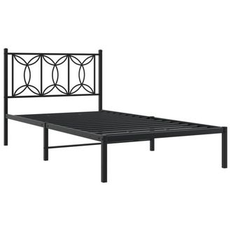 Berkfield Home Metal Bed Frame without Mattress with Headboard Black 100x200cm | Size: 100x200 cm