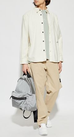 Stone Island Shirt With Embroidered Logo, Mens, Cream