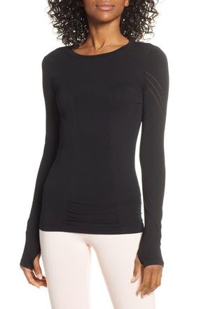Blanc Noir Magnetic Mesh Inset Top in Black at Nordstrom, Size Large