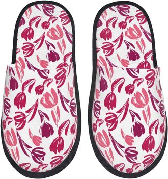 Generic Tulips Flowers Men Women Sliders Cosy House Shoes Fluffy Shoes For Bedroom Indoor Outdoor M