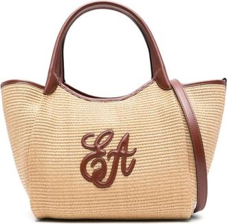 Emporio Armani Tote Bags, female, Brown, Size: ONE SIZE Woven Tote Bag