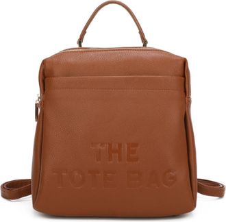 Generic Vegan Pebbled Leather Backpack, Casual Style Tote Daypack (Brown)