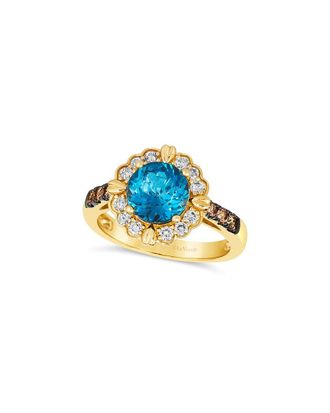 Le Vian 14K 3.13 Ct. Tw. Diamond & London Blue Topaz Cocktail Ring