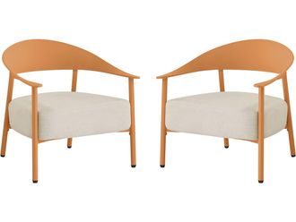 Habitat et Jardin Lote De 2 Sillones De Jard&iacute;n De Pl&aacute;stico Y Metal c&eacute;ora - Naranja