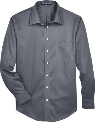 Devon & Jones Crown Collection Solid Stretch Twill Woven Dress Shirt