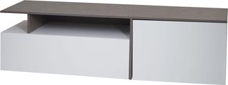 Hhg Hhg - Estanter&iacute;a Tv 638, Mesa Tv Aparador Mueble Tv Cajonera, Madera 45x161x40cm Compartimento De Almacenaje, Aspecto Hormig&oacute;n Blanco