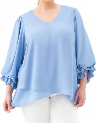 Karen Kane Layered Sleeve Asymmetric Top - Plus Size In Chambray