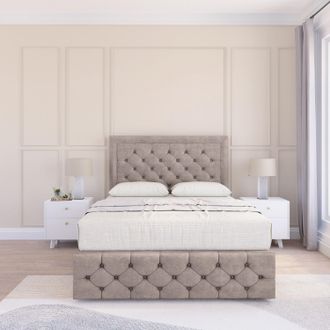 Sloomy Monaco Dumfries Bed Set, 4 Drawers, Mattress & 54 Headboard in Light Beige | Size: Small Double