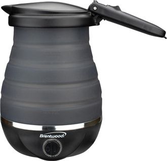 Brentwood Dual Voltage 3.3 Cup Collapsible Travel Kettle in Black