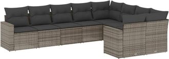 vidaXL Set De Muebles De Jard&iacute;n 9 Pzas Y Cojines Rat&aacute;n Sint&eacute;tico Gris Vidaxl