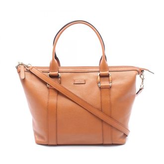 Gucci Brown Leather Handbag Tote Bag (Pre-Owned)