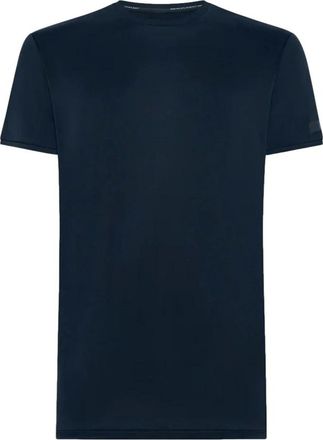 Roberto Ricci Design Navy Blauwe Cupro Korte Mouw T-shirt - Heren - T-shirts - Blauw - S - Tweed - Tops