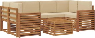 vidaXL Conjunto De Sof&aacute;s De Exterior 7 Uds. Natural Y Beige Vidaxl
