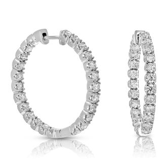 Vir Jewels 5 cttw Lab Grown Diamond Hoops Earrings in 14K White Gold With Hidden Post For Women