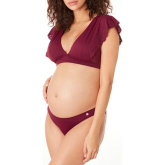 Cache Coeur Maternity bikini Bloom in Burgundy at Nordstrom, Size Large