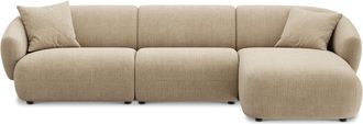 Castlery Auburn Chaise Sectional Sofa Right Facing Customized, (Washed Chenille) Sand, Machine Washable, Modular for Sofas, Castlery Brand