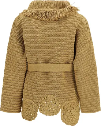 Alanui Womens Island Memories Cardigan Gold Polyester; Cotton Sweater