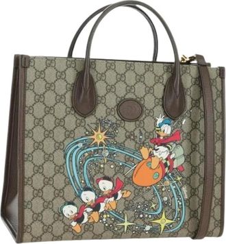 Gucci Pre-owned Tote Bags, female, Beige, Size: ONE SIZE Pre-owned Vintage GG Canvas Tote Bag