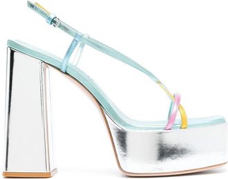 Haus Of Honey 135mm metallic platform sandals - women - Calf Leather/Calf Leather/Calf Leather/Rubber - 36.5 - Blue