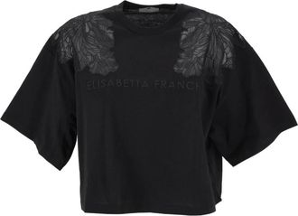 Elisabetta Franchi Tops, Dames, Zwart, S, Casual T-shirt in kleur 110