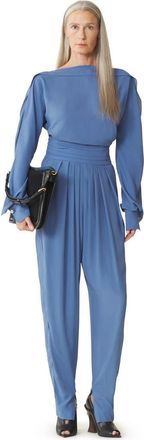 Lanvin Long-Sleeved Top In Crepe De Chine in Jeanne Blue at Nordstrom, Size 40 Eu