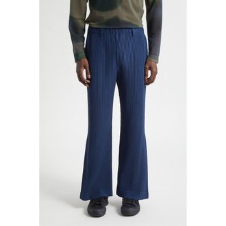 Homme Pliss&eacute; Issey Miyake Tailored Pleats 1 Flare Leg Pants in Manarola Boat Navy at Nordstrom, Size 3