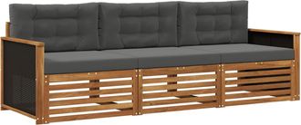 vidaXL Conjunto De Sof&aacute;s De Exterior 3 Uds. Natural Y Antracita Vidaxl