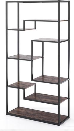 Oresteluchetta Estanter&iacute;a Industrial Metal Negro Y Estantes De Madera 160 Cm Eugene