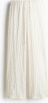 H&M Lace-look Drawstring Trousers in White at Nordstrom, Size Xx-Large