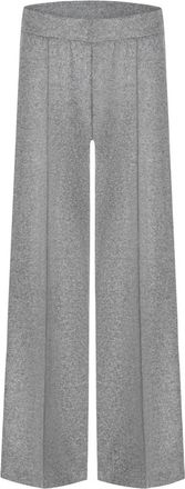Cambio Ava Wide Broek - Dames - Wijde Broeken - Grijs - XL L32 - Wol - Broeken
