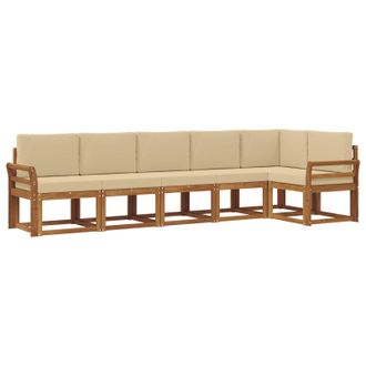 vidaXL Conjunto De Sof&aacute;s De Exterior Con Coj&iacute;n 6 Pcs Natural Y Beige Vidaxl