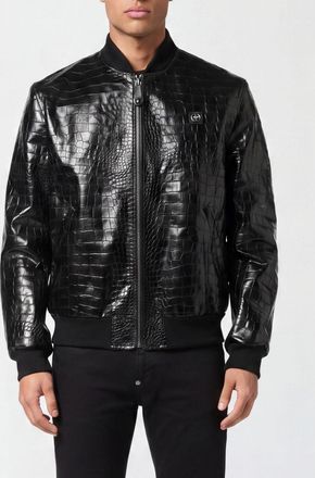Philipp Plein Bomber in pelle stampa cocco