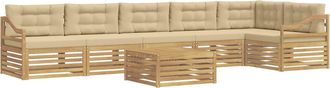 vidaXL Conjunto De Sof&aacute;s De Exterior 7 Uds. Y Beige Poli&eacute;ster Vidaxl